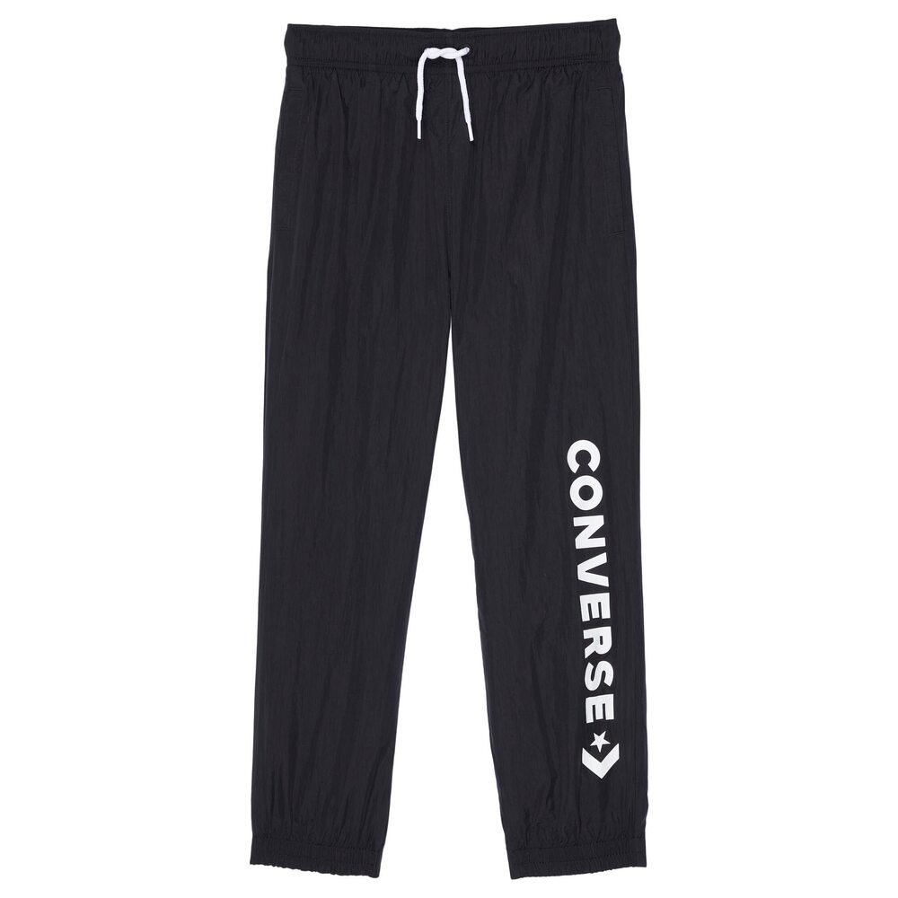 Converse Kids Boys Wordmark Woven Pants (Big Kids) Black MD (10 Big Kid)